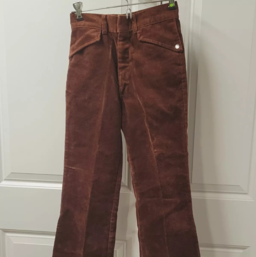 Vintage 70s Billy The Kid Pants Kids Size: 14 Slim Brown